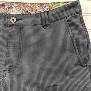 VTG Lululemon Kung Fu Pant Mens 34x34 Black Pinstripe Dragon Print Waistband